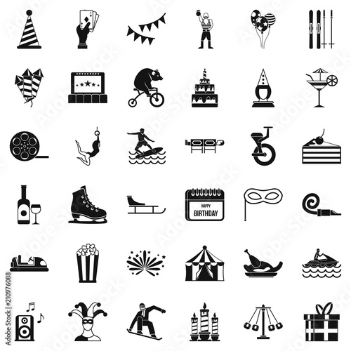 Lunapark icons set. Simple style of 36 lunapark vector icons for web isolated on white background