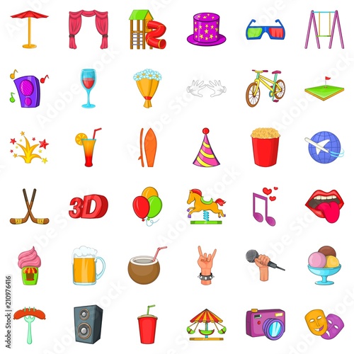 Lunapark icons set. Cartoon style of 36 lunapark vector icons for web isolated on white background