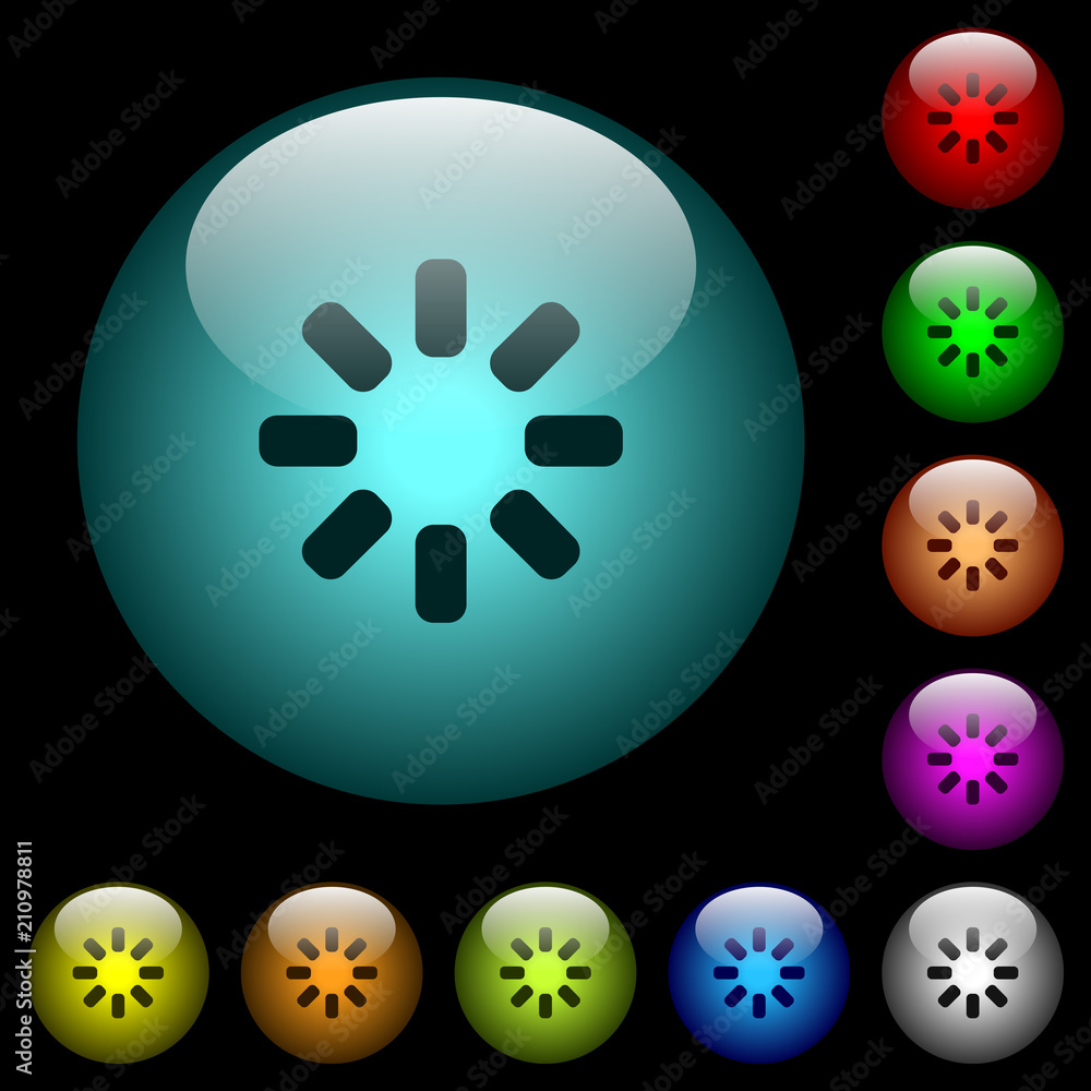 Loader symbol icons in color illuminated glass buttons Loader symbol icons in color illuminated glass buttons