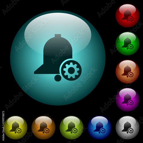Reminder settings icons in color illuminated glass buttons