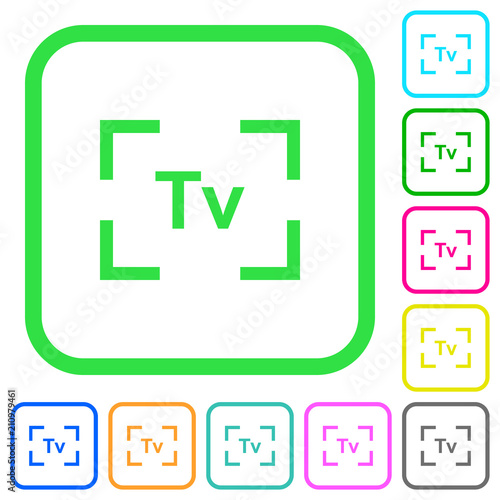 Camera time value mode vivid colored flat icons photo