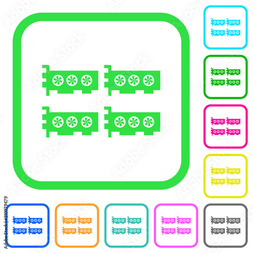 Cryptocoin mining farm vivid colored flat icons