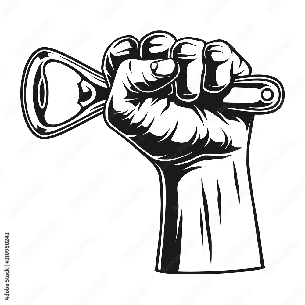 Ταπετσαρία Male hand holding bottle opener concept