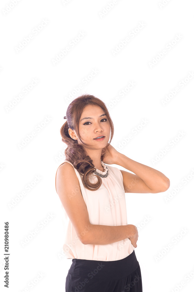 studio shot of beautiful asian female on white background studio shot of beautiful asian female on white background