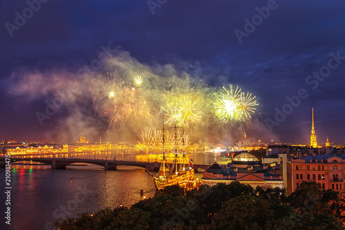 Festive fireworks in St. Petersburg.