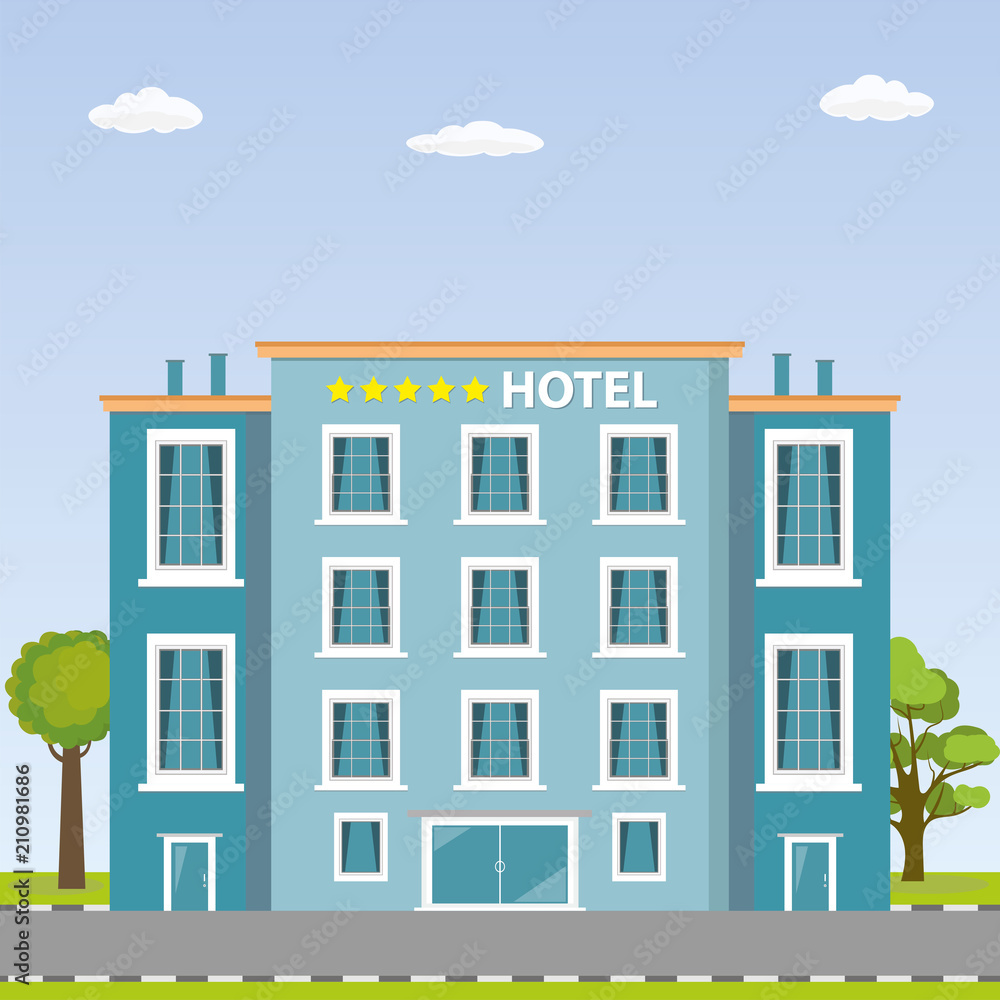 Hotel building,flat vector
