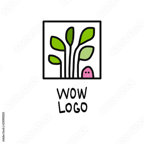 Worm and plant logo illustration