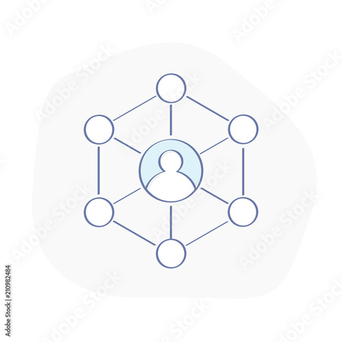 User connections, communication, networking, profile network of contacts, social user environment, core of the team photo