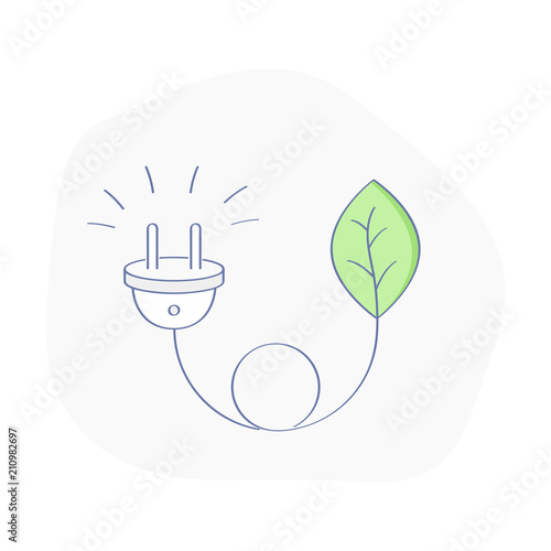 Green Energy, Plant growing with the Electric Outlet. Green power, eco energy, renewable innovation concept. Ecology, clean environment