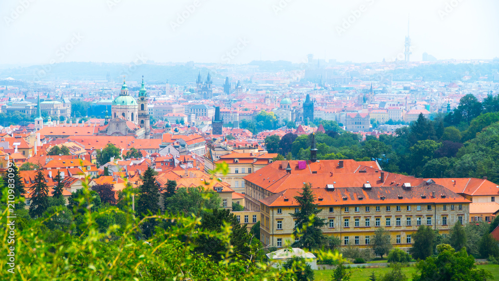 Prague views of the city in sunny summer weather.