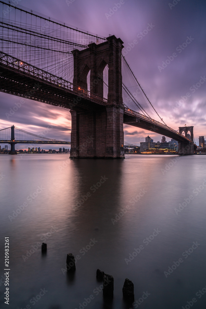 Brooklyn bridge during sunrise