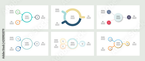 Business infographics. Organization charts with 3 options. Vector templates.