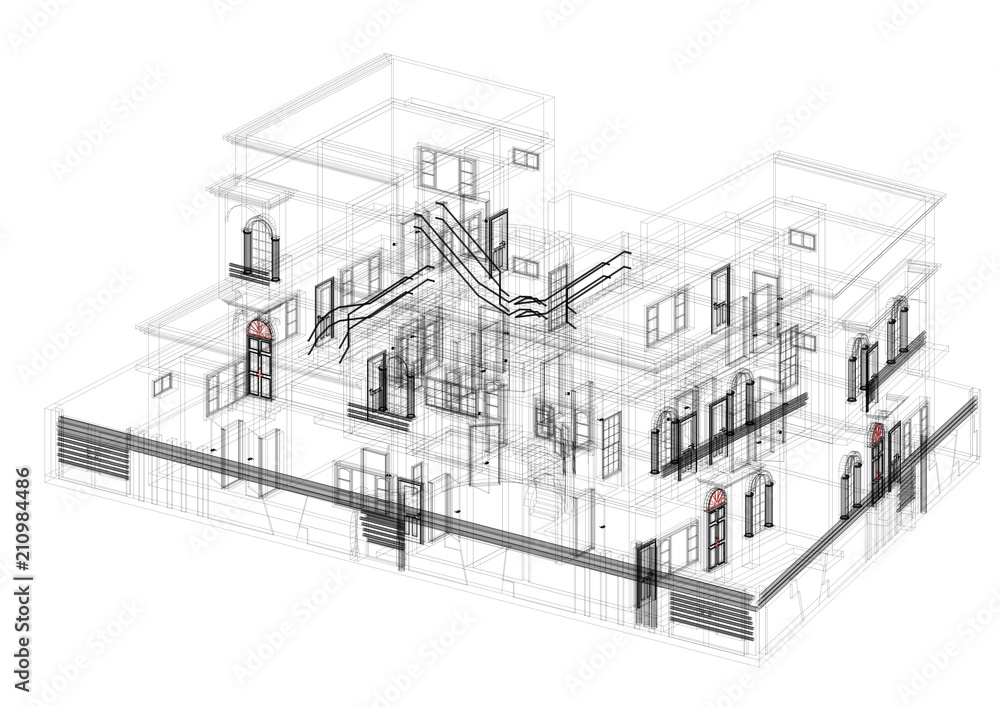 House Design Architect Blueprint - isolated