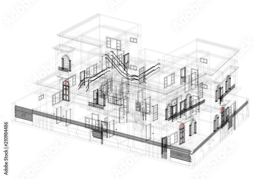 House Design Architect Blueprint - isolated