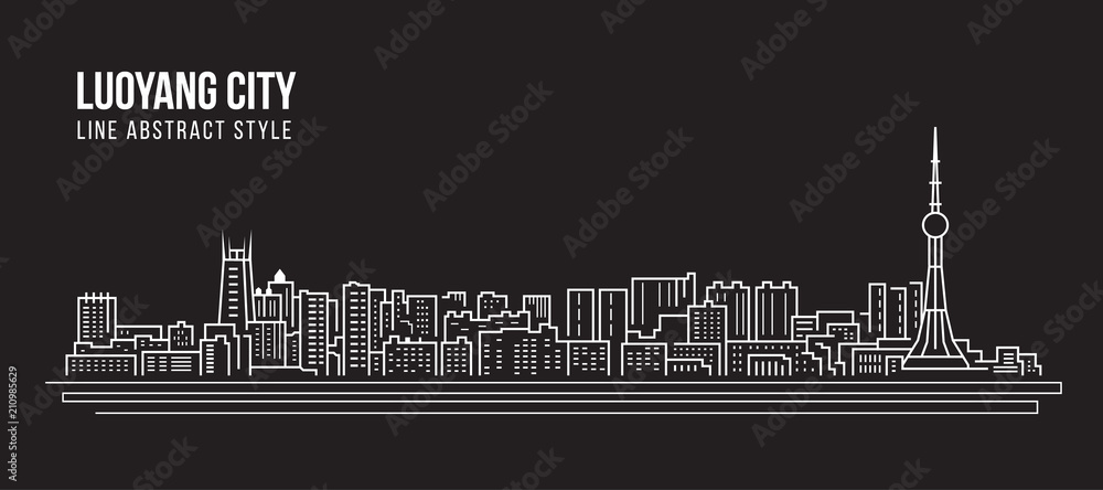 Cityscape Building Line art Vector Illustration design - Luoyang city