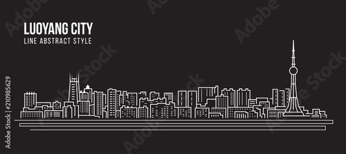 Cityscape Building Line art Vector Illustration design - Luoyang city