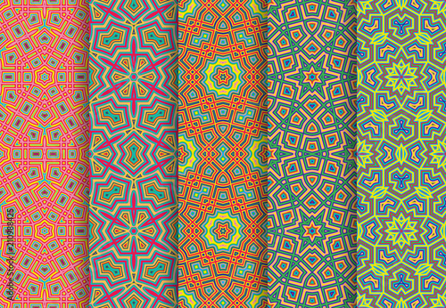 Festive colorful seamless patterns package.