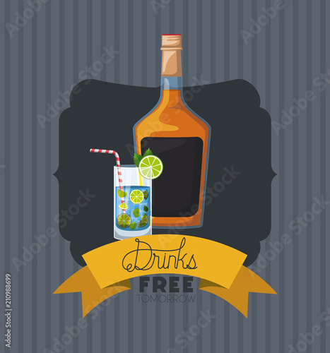 best drink bottle with cup frame vector illustration design