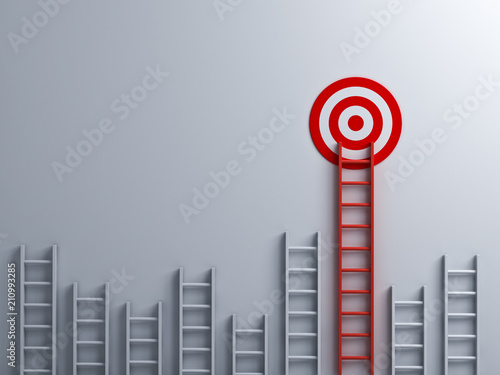 Long red ladder to goal target business concept . 3D rendering. photo