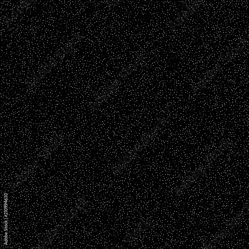 Noise pattern, digital effect. Sky with stars, simple flat design. Many white dots on black background, vector illustration.