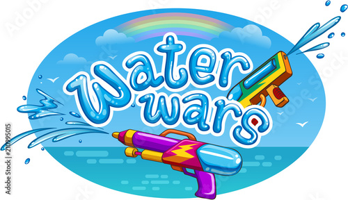 water wars summer vector illustration