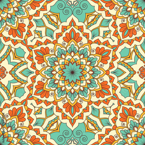 Hand drawn ornamental seamless pattern. Vector Illustration