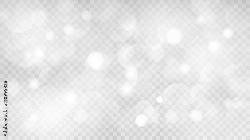 Abstract transparent light background with bokeh effects in gray colors. Transparency only in vector format