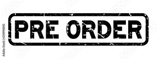 Grunge black pre order word square rubber seal stamp on white background