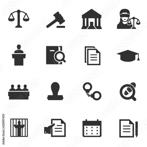 Law icon, monochrome icons set. justice, simple symbols collection