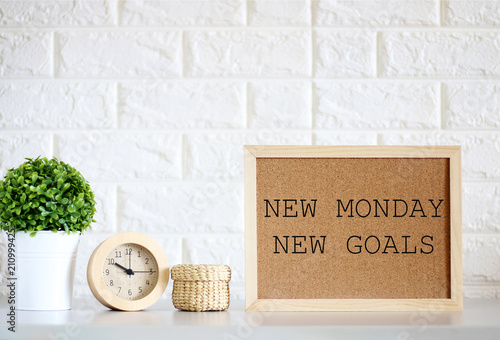 NEW MONDAY NEW GOALS Concept photo