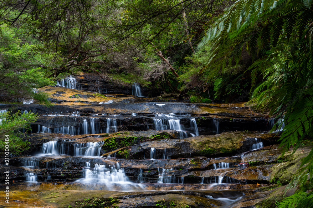 Fototapeta premium A long exposure of Leura Cascades in the Blue Mountains New South Wales on 13th June 2018