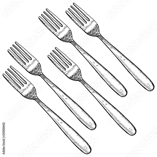 forks sketch vector icon. background