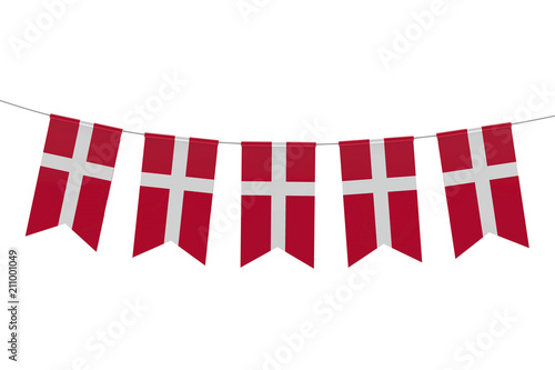 Foto Denmark national flag festive bunting against a plain white background