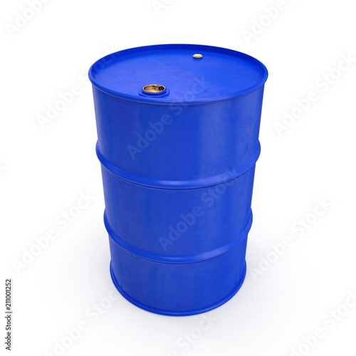 Blue Metal Oil Drum Isolated on White. 3D illustration