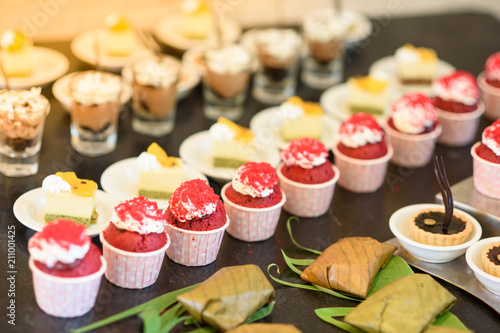 Desserts in the buffet line. For event party