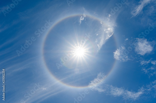 solar halo or antelia, creates around the sun a rainbow crown, meteorological phenomenon