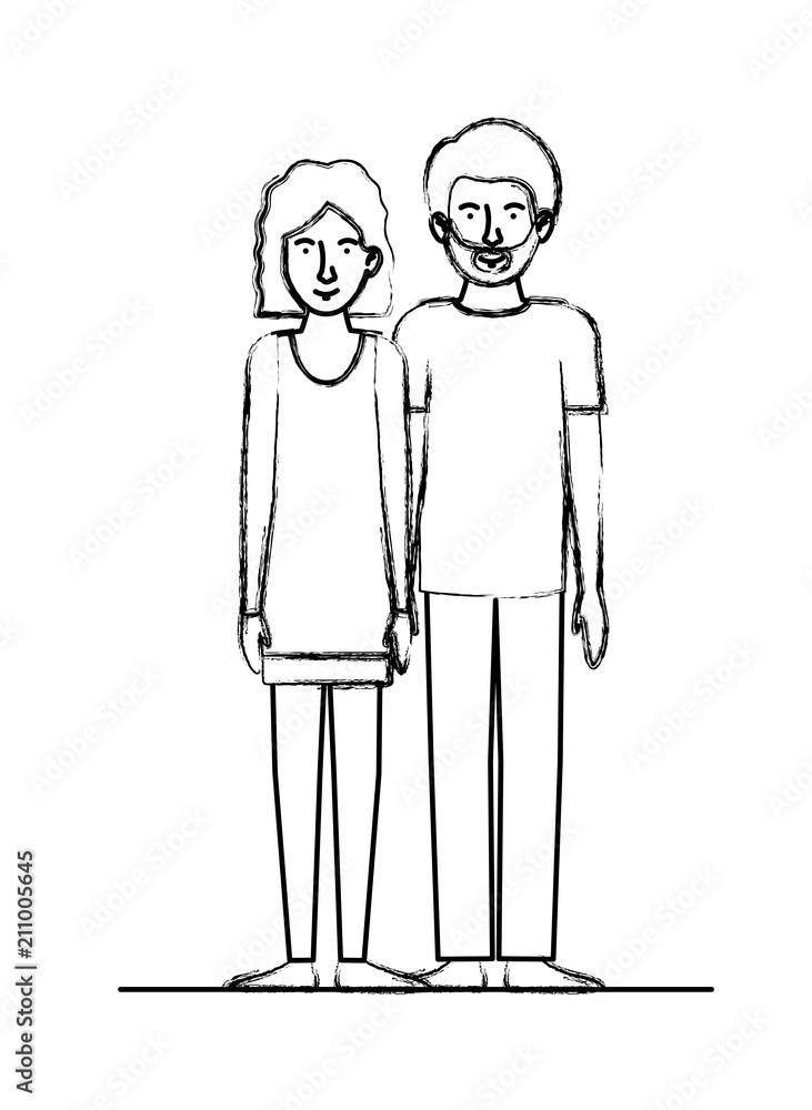 young couple avatars characters vector illustration design young couple avatars characters vector illustration design