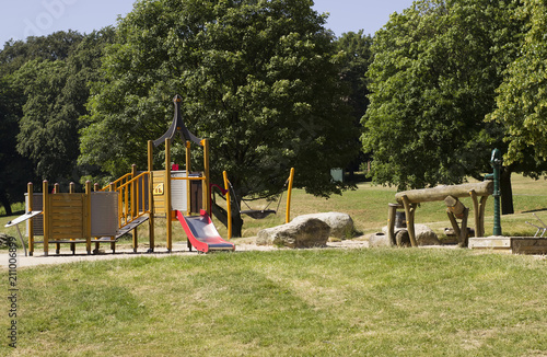 Children play area in city public park. Location, Darthmouth park, West Bromwich, England. Day time and nobody photo