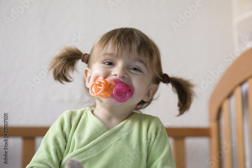  Baby girl, 27 months, Toddler, pacifier, Ponytails,