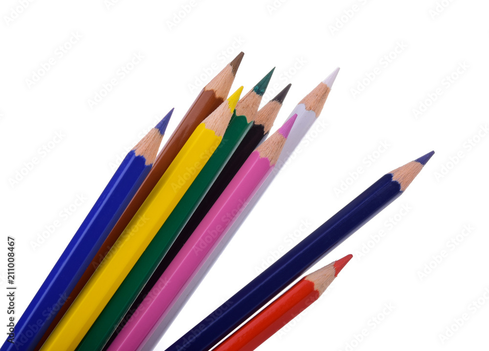 Fototapeta premium Colour pencils isolated on white background close up