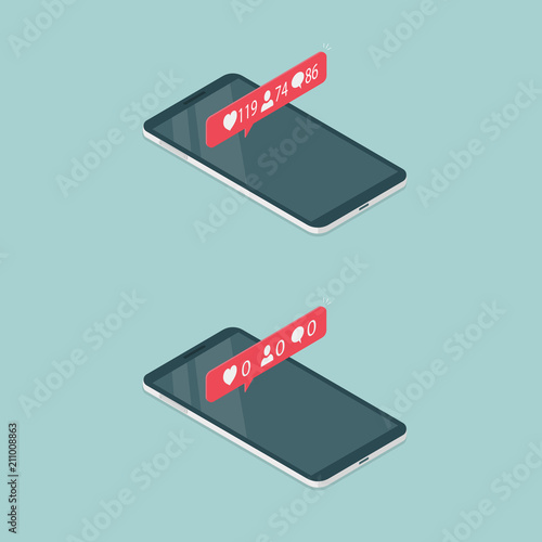 Phones with notification of a lot of likes