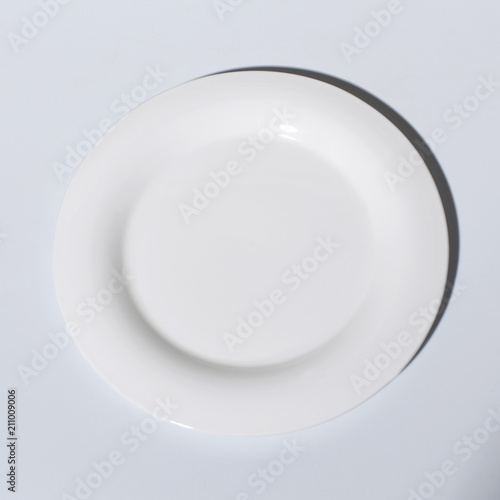 porcelain dish, top view, white background