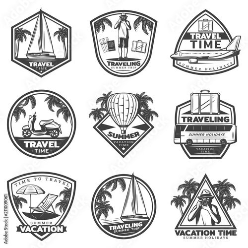 Vintage Summer Vacation Labels Set