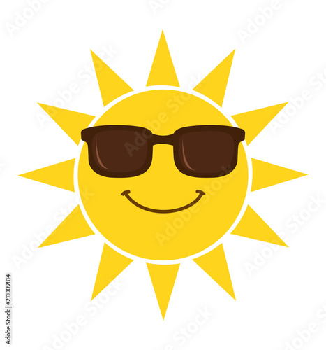 Summer sun smiling face with sunglasses vector illustration isolated on white 