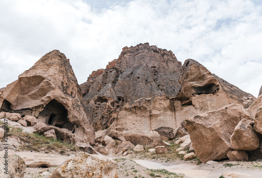 Fototapeta premium majestic rock formations and caves in limestone at famous cappadocia, turkey