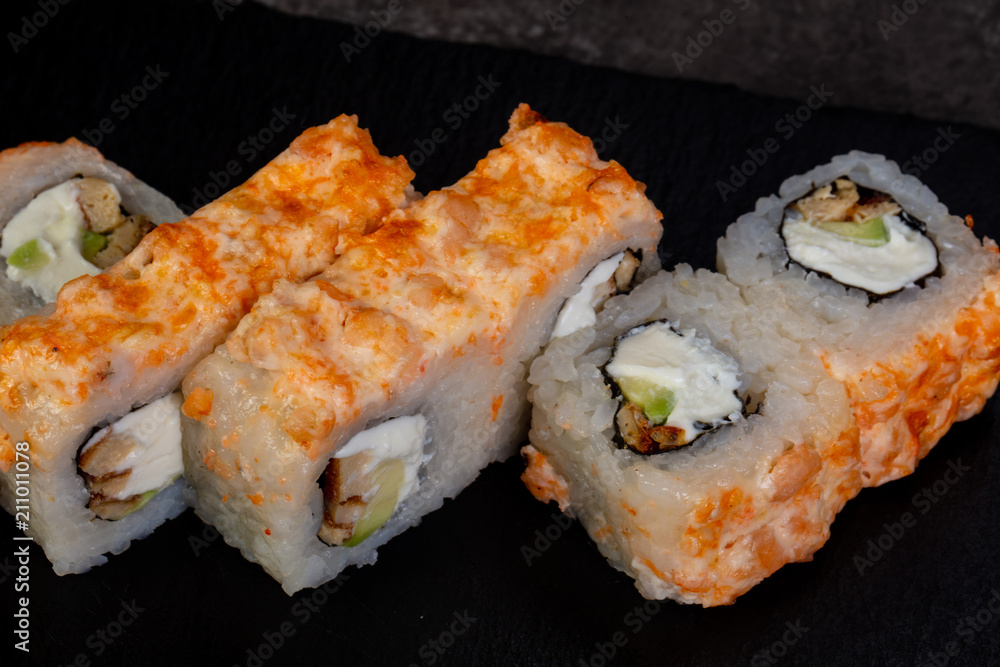 Japanese roll with salmon Japanese roll with salmon