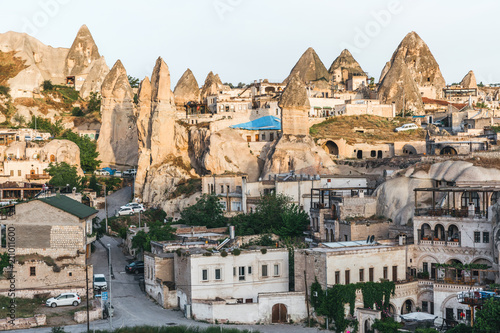 beautiful old buildings and majestic rock formations in cappadocia, turkey