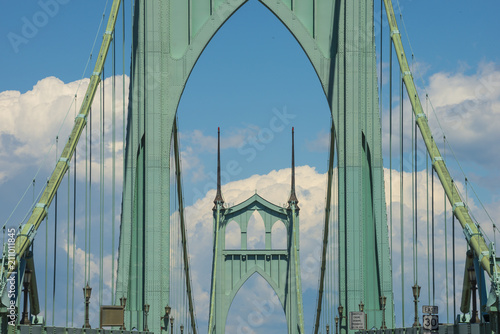 Portland Oregon St. Johns Historic Art Deco Green Bridge over the Williamette River photo