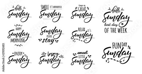 hello happy sunday lettering