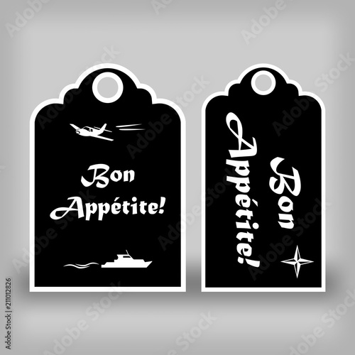 Two black labels Bon appetit